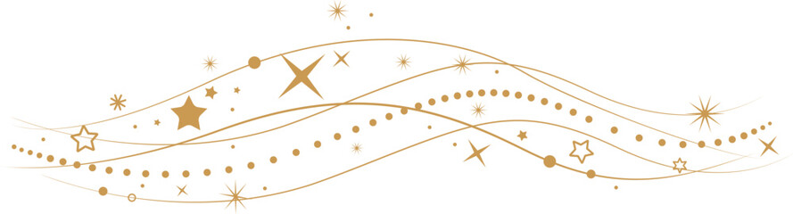 Wall Mural - Sparkles star border in wave shape .Golden shine stars icon . Bright sparkle firework . Christmas decoration . Flash , shine sparkle icon , glare , blink star .