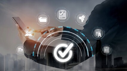 Wall Mural - quality assurance, product quality control, compliance verification, qa and qc systems, and product 