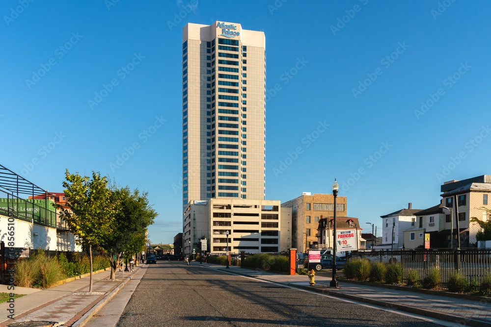 Atlantic City, NJ - Aug 25, 2025: Wide view of Atlantic Palace, is a ...