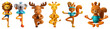 © Rawpixel.com - PNG Cute animal yoga poses, element set on transparent background