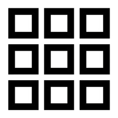 Nine white squares in a grid pattern, framed by black outlines