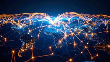 Global connectivity and communication, worldwide network illuminated digital earth