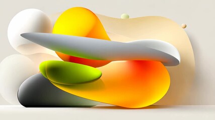 Colorful abstract composition morphing and changing colors on a white background