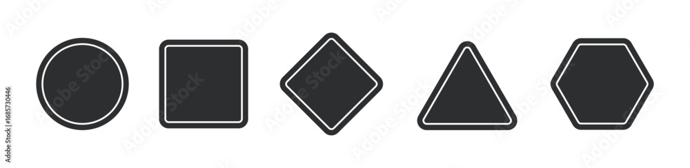 Blank geometric shapes set including circle, square, diamond, triangle ...