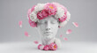 © Arsal Stock - Serene floral bust with pink and white blossoms and falling petals a symbol of beauty peace and the arrival of spring on a soft gray background