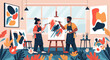 © Robert - Two artists creating abstract art together in a vibrant studio environment