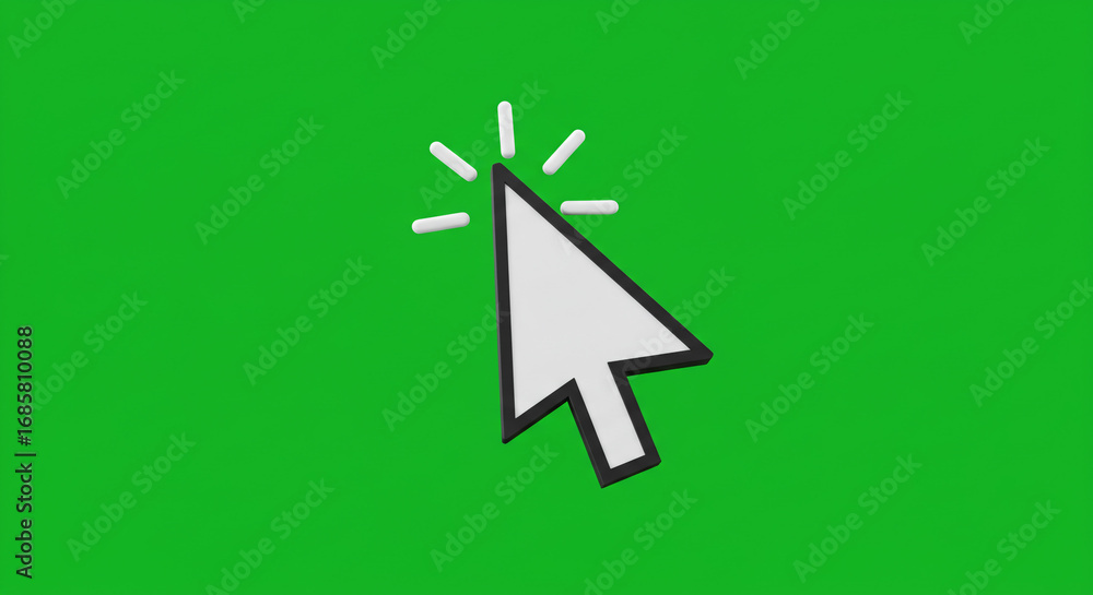 Modern cursor pointer signaling a click action on a vibrant green ...