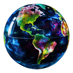 Canvas Print - PNG holographic globe, transparent background