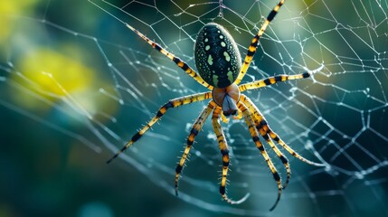 Large spider resting on its intricate web, showcasing nature s marvelous design and beauty