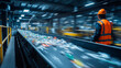 © alphaspirit - Plant worker monitors AI-driven sorting process at recycling facility