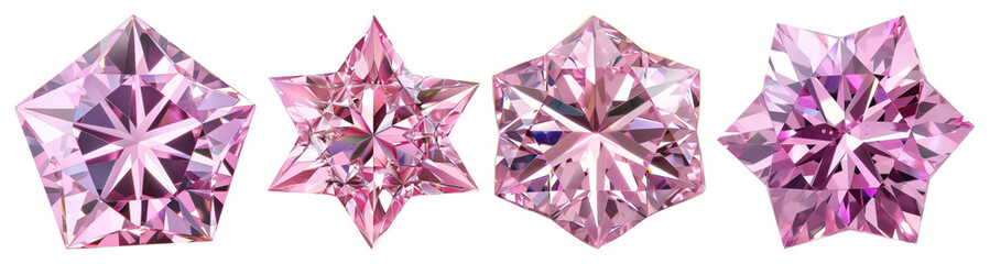Wall Mural - Pink star-shaped sparkling gemstones