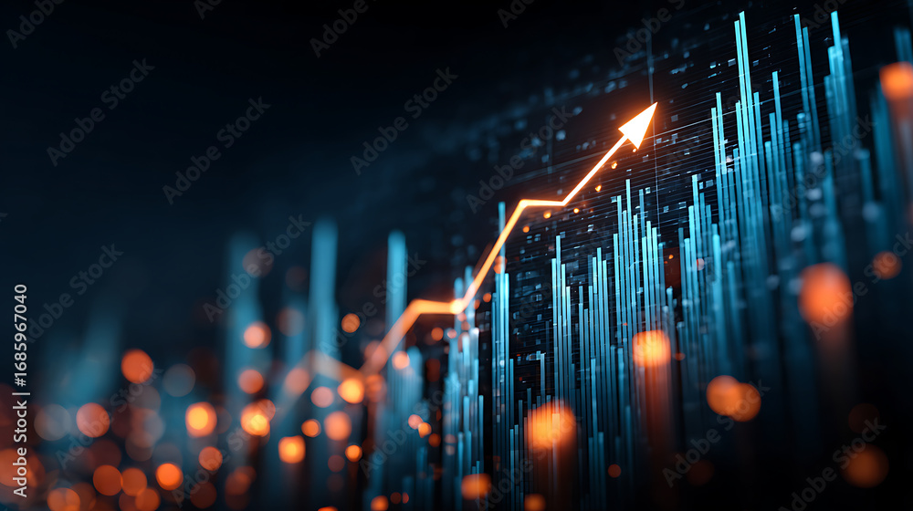 Abstract representation of financial growth with glowing graphs and ...