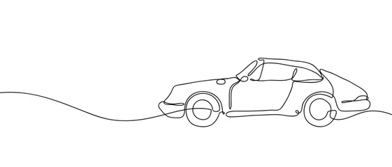 Wall Mural - Vintage car continuous line art vector illustration. Editable stroke.