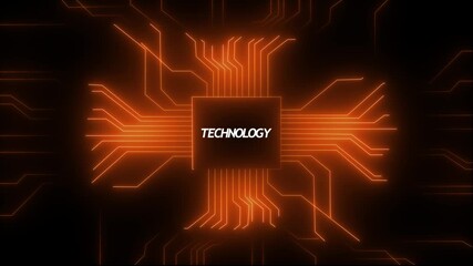 Wall Mural - Abstract Cyber Technology Motion Design Futuristic Technology Circuit Animation . Neon Glowing Circuit on black Background .Digital circuit .Glowing neon technology circuit board lines .4k video