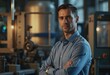 © Aliaksandr Barouski - Logistics facility specialist posing confidently beside transport equipment