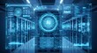 © AhmadMuslih - Artificial intelligence in futuristic data center with glowing digital interface and server racks