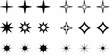 © Anik - Collection of starburst and sparkle icons in black and white