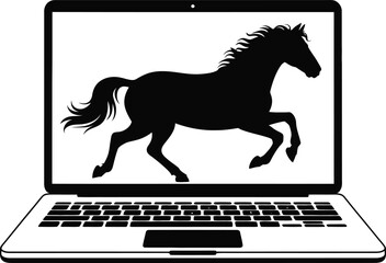 Silhouette of a horse on a laptop computer screen