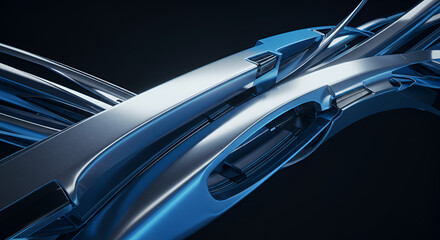 Abstract metallic blue and silver futuristic technology design concept render