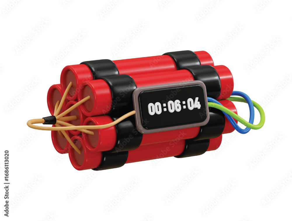 Timer Clock Dynamite Dynamite bomb with clock timer icon 3d render concept of dynamite ...