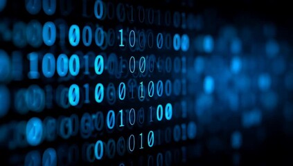 digital background featuring blue numbers and binary code on a black backdrop, creating an atmosphere of data technology and computer coding Generative AI
