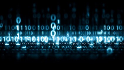 digital background featuring blue numbers and binary code on a black backdrop, creating an atmosphere of data technology and computer coding Generative AI