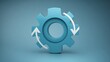 © KohXD - A blue gear wheel surrounded by arrows demonstrating motion and logic in a conceptual representation of automation