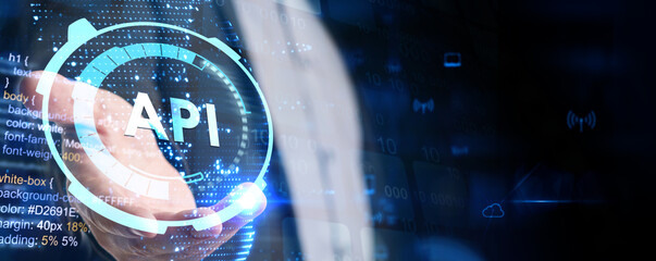 api - application programming interface. software development tool. business, modern technology, int