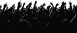 © Rahul Creatives - Silhouette crowd raising hands with rock and metal gestures, cheering audience at concert, festival, live music or party event.