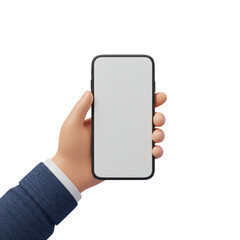 3D Rendered Hand Holding A Blank Smartphone Isolated On Transparent Background