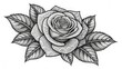 © Oksana - Highly detailed black and white illustration of a rose flower and leaves with intricate patterns. Great for coloring pages, tattoo designs, and art/romance blogs