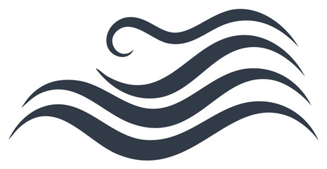 Wall Mural - Stylized abstract wavy lines pattern in dark color with an elegant flowing curl
