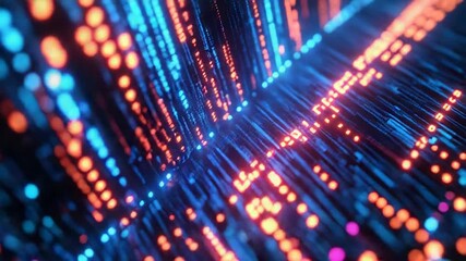 Futuristic data stream flowing with binary code in cyberspace