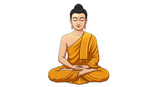 Meditating Buddha Illustration in Orange Robe for Spiritual and Relaxation Concepts