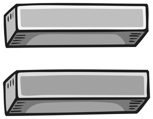 Illustration of two rectangular objects with gray and white coloring, outlined in black.