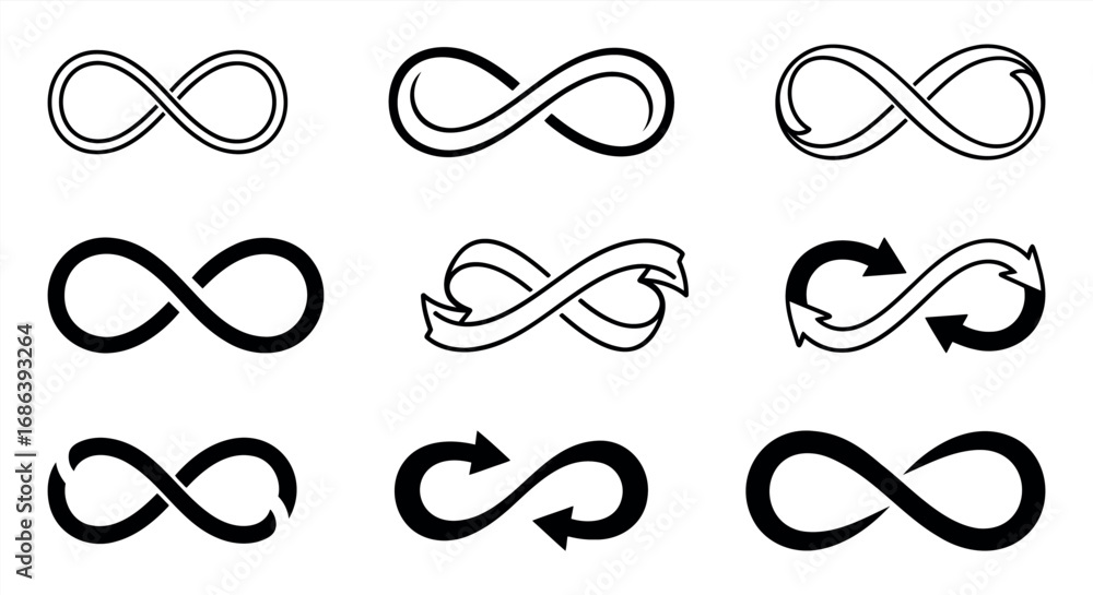 Threads Infinity Symbol Infinity symbol vector icon set illustrating endless perpetual loop ...