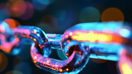 Glowing digital chain connecting data in futuristic cyberspace
