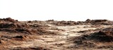 Arid, uneven landscape of brown earth and rocks