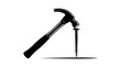 © NajmulHussain - hammer and nail vector, hammer hitting nail icon, construction tool illustration, repair symbol, work tool vector, carpentry icon design, DIY tools vector, building and repair symbol, hammer silhouett