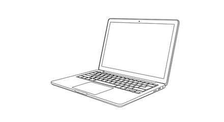 Laptop Computer Line Art Illustration Clean Minimalist Design for Tech Projects