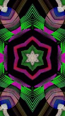 Wall Mural - 3D animation vertical beautiful video colorful abstract bright light energy 4K abstract lines colorful light shining round shape in center, black background