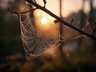 spider web with dew drops