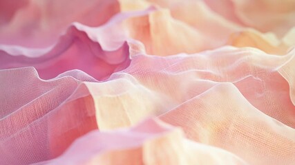 Pink and orange wavy mesh fabric forming abstract landscape