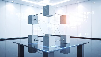 Abstract Blockchain Network Concept with Cubes and Connections