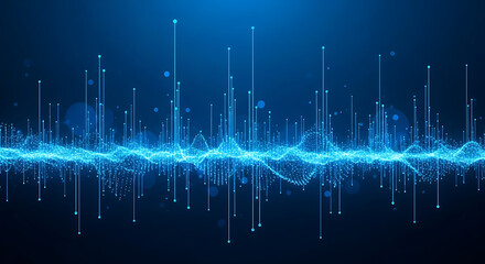 Abstract blue digital wave and light particles background for technology concept