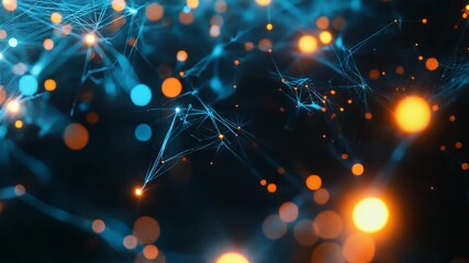 Network mesh glowing with futuristic data connections and bokeh effect