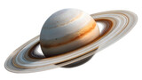 realistic rendering of Saturn planet with rings isolated on white