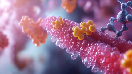 Wall Mural - a vibrant abstract representation of biological structures. this image showcases molecular elements 