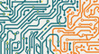 © satria - Abstract Circuit Board Pattern Teal and Orange Electronic Pathways
