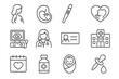 © Ida - Pregnancy medical line icon set. Motherhood, healthcare, maternity pictograms. Fetus, ultrasound, newborn, doctor. Gynecology and obstetrics vector symbols for web design.